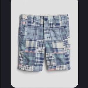GAP Kids Patchwork Plaid Shorts - Blue and Cream